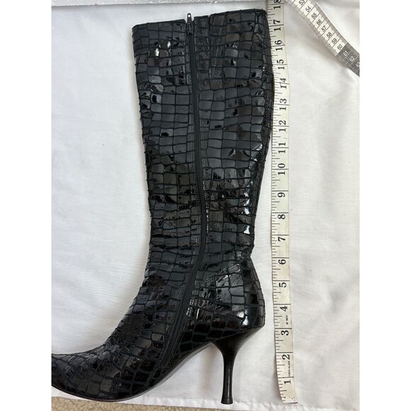 Vintage Diego Di Lucca 3” Stiletto Knee High Boots Pointed Toe Patent Snake 8 - Picture 8 of 8